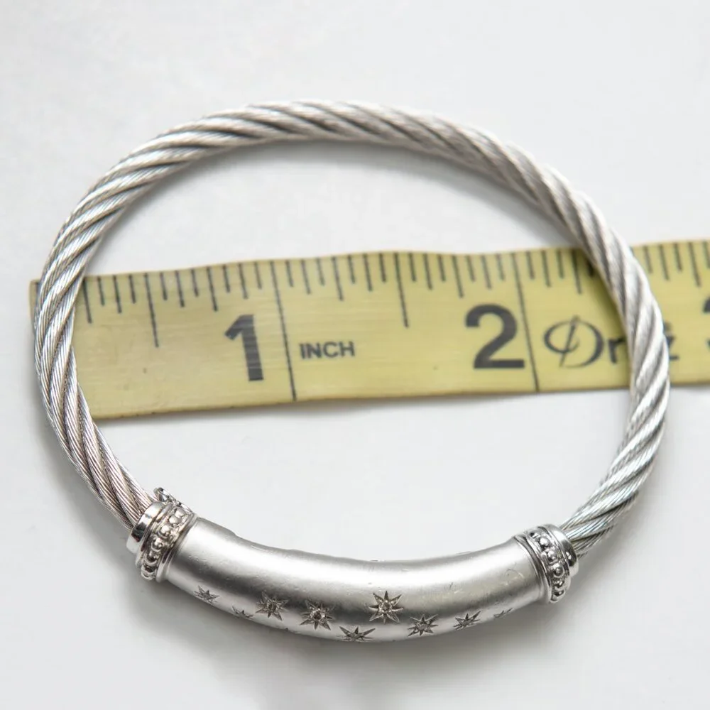 Gabriel & Co. 925 Silver Hampton Stainless Steel Bangle Bracelet - Picture 7 of 7